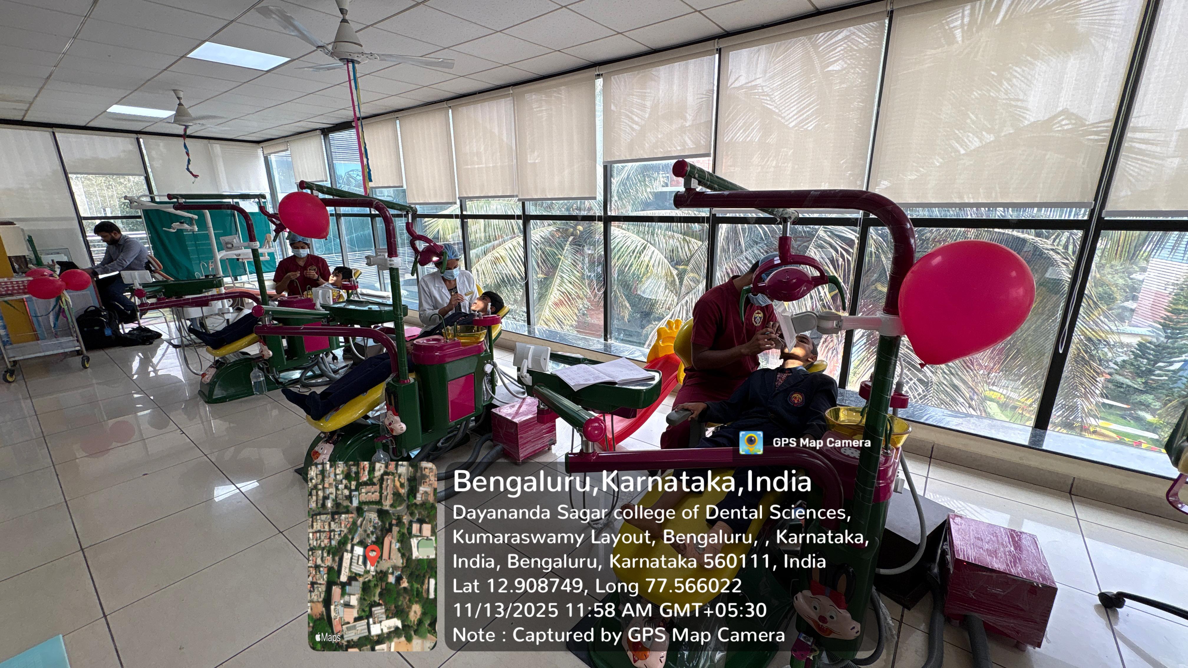 Dental treatment chairs set up for screening and procedures